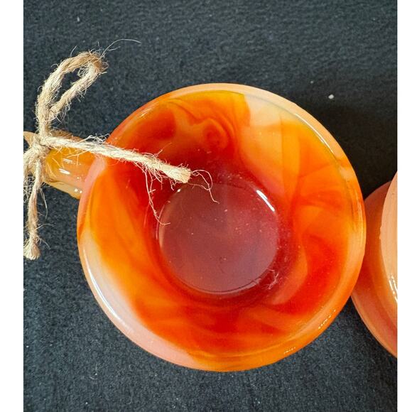 Set of 2 Hand Carved Carnelian Quartz Mugs - NEW-3.4 " - Picture 6 of 6